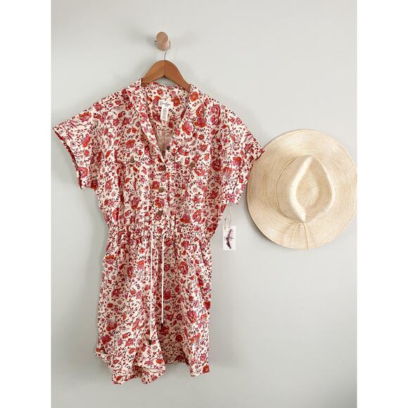 Jessica Simpson | NWT | Printed Floral Linen Blend Romper | Sz M - Picture 1 of 10